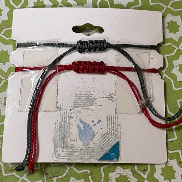 2 Adjustable Bracelets.Red With Crystals, Gray With Sterling Turtle Charm. NWT - Picture 3 of 4